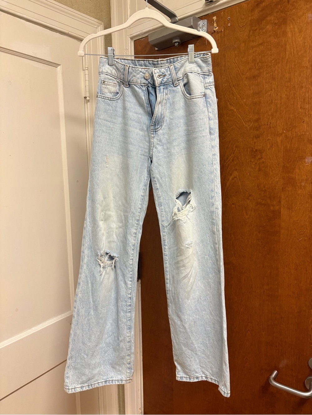 Primark Light Blue Distressed Flare Jeans